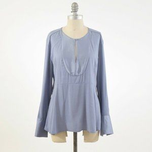 Ann Taylor Pastel Blue Satin Tuxedo Blouse